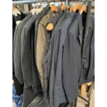 14 COAT HANGERS CONTAINING MENS GARMENTS SUCH A DOLCE & GABBANA JACKET, LEATHER COAT,