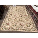 CREAM FLORAL DECORATED CARPET 260 CM X 188 CM - **** SOLD PLUS VAT ON THE HAMMER PRICE