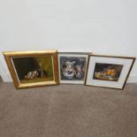 3 STILL LIFE PAINTINGS TO INCLUDE; SHIRLEY BLAKE, HANDLED JUGS, SIGNED, FRAMED WATERCOLOUR,