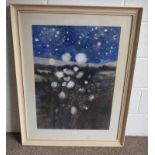 MOIRA FREWIN - (ARR) FLOWERS AT NIGHT SIGNED FRAMED WATER COLOUR 74 X 54 CM