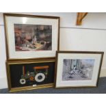 GILT FRAMED COLLAGE CLOCK, MADE FROM VARIOUS CLOCK AND WATCH PARTS BY TYM EART, 29 CM X 50 CM,