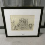 JAMES WATTERSON HERALD 'ARBROATH ABBEY 1906' FRAMED PENCIL DRAWING SIGNED 18 CM X 24.