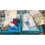 2 PLASTIC BOXES CONTAINING VARIOUS FABRIC QUARTERS, VIVIAN HAMILTON WORKSHOPS BORDER FABRIC,