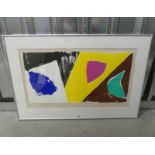 FRAMED ARTISTS PROOF OF AN ABSTRACT SCENE, MONOGRAMMED J.M. 94.