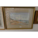 W ARTHUR CARRICK, COASTAL SCENE SIGNED, GILT FRAMED WATERCOLOUR,