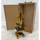 BRASS MICROSCOPE BY R & J BECK, LONDON,