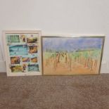 BETTY FOTHINGHAM, 2 FRAMED QUILTWORK COLLAGE PICTURES,