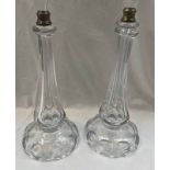 PAIR OF GLASS CANDLE STICK HOLDERS,