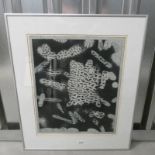 FRAMED ABSTRACT PICTURE, MONOGRAMMED A.F.