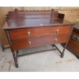 MAHOGANY 2 DRAWER CHEST WITH GALLERY TOP ON BARLEY TWIST SUPPORTS,