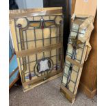 3 DECORATIVE LEADED STAINED GLASS WINDOWS,