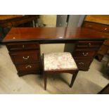 STAG DRESSING TABLE WITH 6 DRAWERS & STOOL,