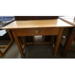 20TH CENTURY OAK GOTHIC STYLE ALTAR TABLE LABELLED 'GIFTED BY MRS STRUTHERS,