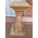 19TH CENTURY STONE SUNDIAL ON SQUARE COLUMN WITH PLINTH BASE,