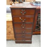 20TH CENTURY MAHOGANY 3 DRAWER FILING CHEST WITH LEATHER INSET TOP,