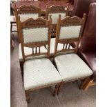 SET OF 4 LATE 19TH CENTURY OAK CHAIRS WITH CARVED DECORATION ON TURNED SUPPORTS