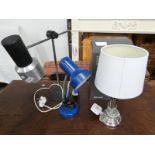 2 ADJUSTABLE TABLE LAMPS & CHROME TABLE LAMP WITH BOX