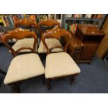MAHOGANY SUTHERLAND TABLE, SET OF 4 MAHOGANY CHAIRS ON TURNED SUPPORTS. ETC.
