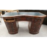 19TH CENTURY MAHOGANY KNEE-HOLE DESK WITH SERPENTINE FRONT,