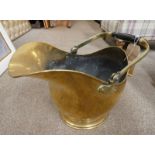 BRASS HELMET COAL SCUTTLE.