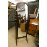 STAINED PINE CHEVAL MIRROR,