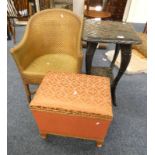 ARTS & CRAFTS STYLE EBONISED OCCASIONAL TABLE WITH CARVED DECORATION,