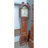 19TH CENTURY MAHOGANY LONGCASE CLOCK WITH PAINTED DIAL