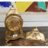 GILT MANTLE CLOCK BY ELUXA WITH DECORATIVE BRACKET,