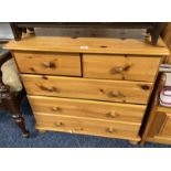 PINE CHEST OF 2 SHORT OVER 3 LONG DRAWERS Condition Report: The lot has age related