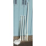 4 WOODEN CURTAIN POLES & METAL CURTAIN POLE,