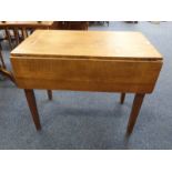 OAK PEMBROKE TABLE WITH SINGLE DRAWER ON SQUARE SUPPORTS,