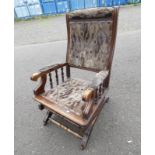 MAHOGANY FRAMED AMERICAN STYLE ROCKING CHAIR