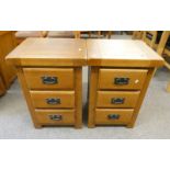 PAIR OF 21ST CENTURY OAK 3 DRAWER BEDSIDE CHESTS