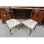 PAIR OF LATE 19TH CENTURY ROSEWOOD HAND CHAIRS WITH DECORATIVE BOXWOOD & SATINWOOD INLAY ON TURNED
