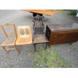 19TH CENTURY MAHOGANY DROP LEAF TABLE TURNED SUPPORTS,
