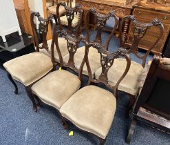 SET OF 6 LATE 19TH CENTURY MAHOGANY CHAIRS WITH DECORATIVE CARVING & SHAPED SUPPORTS