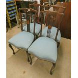 SET OF 4 20TH CENTURY INLAID MAHOGANY CHAIRS ON SHAPED SUPPORTS