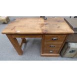 21ST CENTURY RUSTIC PINE KNEEHOLE DESK WITH PANEL DOOR WITH FALSE DRAWER FRONT,