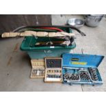 GOOD SELECTION OF TOOLS TO INCLUDE HAZET SOCKET WRENCH SET, ROUTER BIT SET,