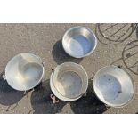 3 COOKING POTS & METAL DOG BOWL