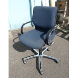 CHROME & FABRIC OFFICE SWIVEL ARMCHAIR