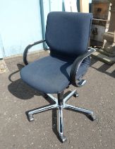 CHROME & FABRIC OFFICE SWIVEL ARMCHAIR