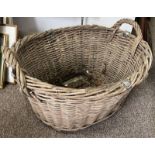 LARGE WICKER BASKET WITH 2 HANDLES,