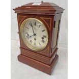 SEWILLS LIVERPOOL INLAID MAHOGANY MANTLE CLOCK