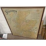 FRAMED SCARBROUGHS MAP OF SCOTLAND SHOWING COUNTIES ALL RAIL ROADS AND STEAMSHIP LINES WITH