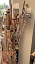 SELECTION OF CANE & OTHER FISHING RODS, ETC,