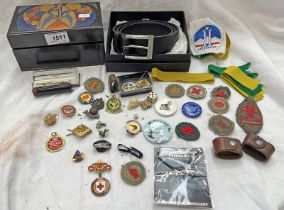 WW2 VAUXHALL SHARE HOLDER LAPEL BADGE, BOY SCOUTS PATCHES, SCOTLAND WORLD CUP ARGENTINA 1978,