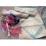 3 TRIBAL MULTICOLOURED INTERWOVEN FABRIC ROLLS ETC.