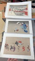 3 JAPANESE BLOCKPRINTS, 'EISHIN TATEBE' 'FIREFLY CATCHING', 'HANABUSA IEHO',