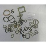 A GOOD SELECTION OF BUCKLES TO INCLUDE METAL DETECTOR FINDS, DOUBLE LOOPED BUCKLE 1550-1650,